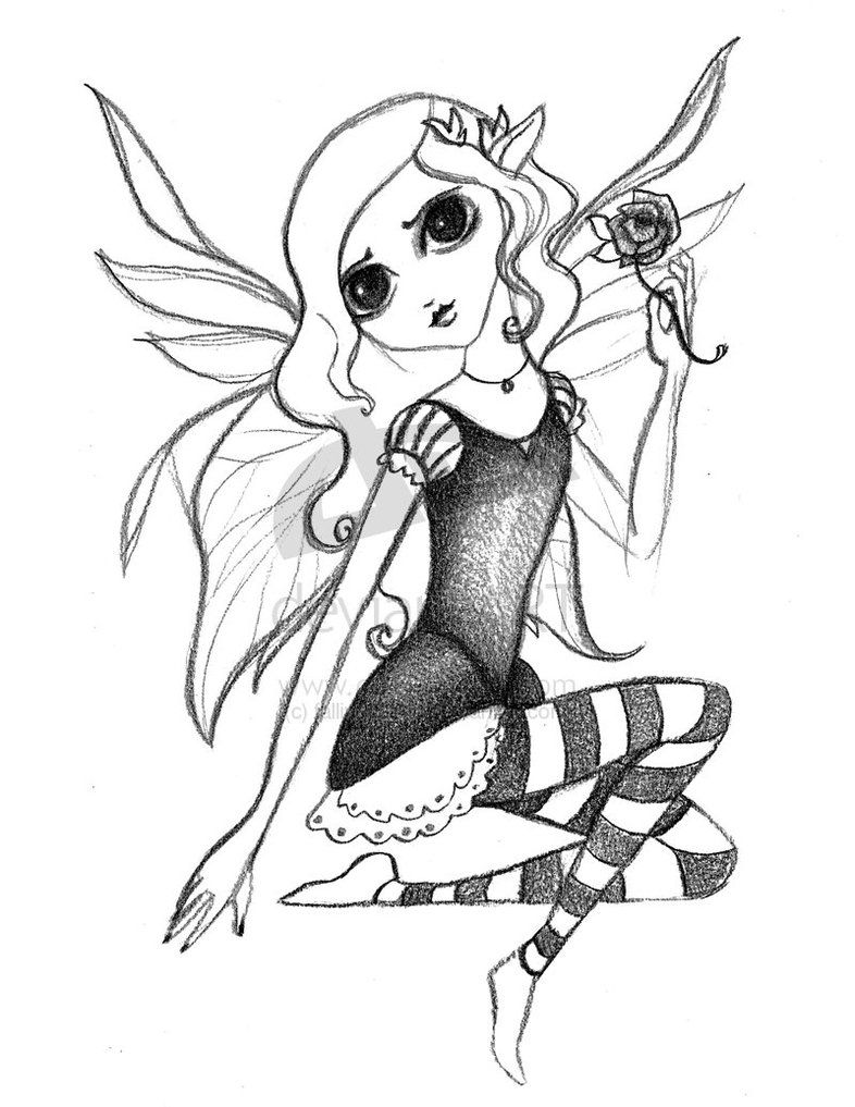 786x1017 Fairy Drawings To Color Gothic Fairy Sketch - Gothic Fairy Drawings