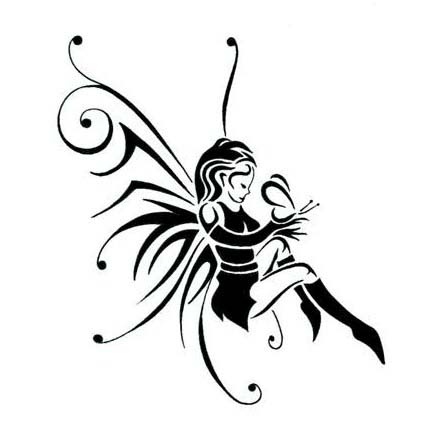 435x435 Tribal Gothic Fairy Tattoo Design - Gothic Fairy Drawings