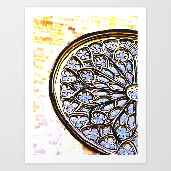 700x700 Gothic Rose Drawing Cathedral Barcelona Art Print - Gothic Rose Drawing