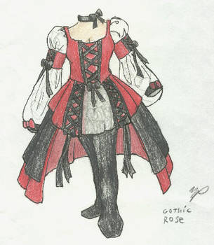 305x350 Gothic Rose Dress - Gothic Rose Drawing