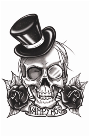 300x455 Grey Ink Gothic Rose Flowers And Skull Tattoo Design - Gothic Rose Drawing
