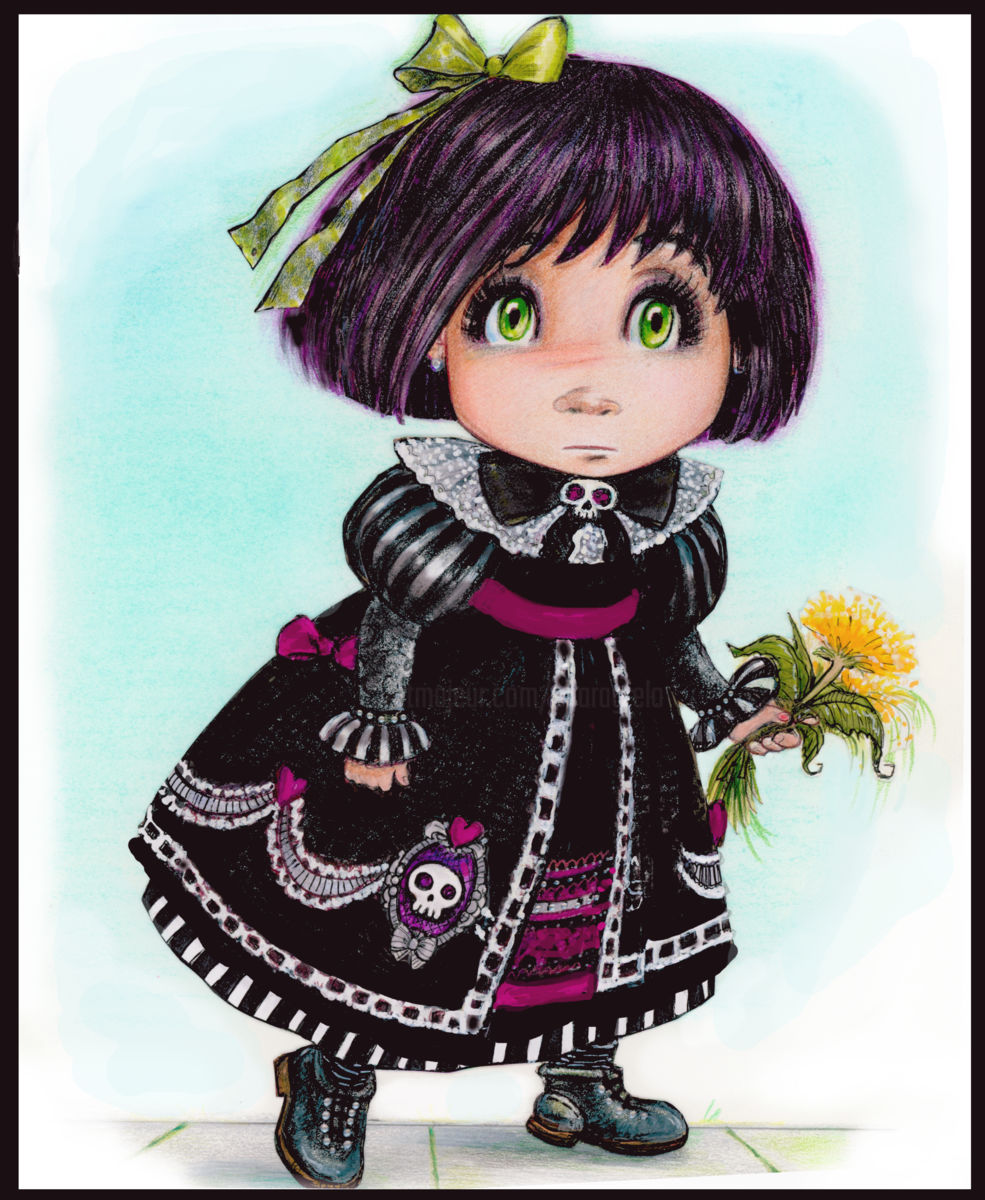 985x1200 Gothic Lolita - Gothic Rose Drawing