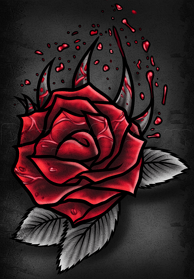812x1170 how to draw a gothic rose drawing tutorials in gothic - Gothic Rose Drawing