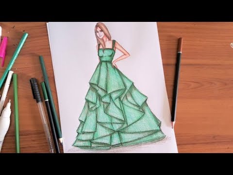 480x360 Fashion Drawing How To Draw A Layered Ball Gown Dress - Gown Drawing