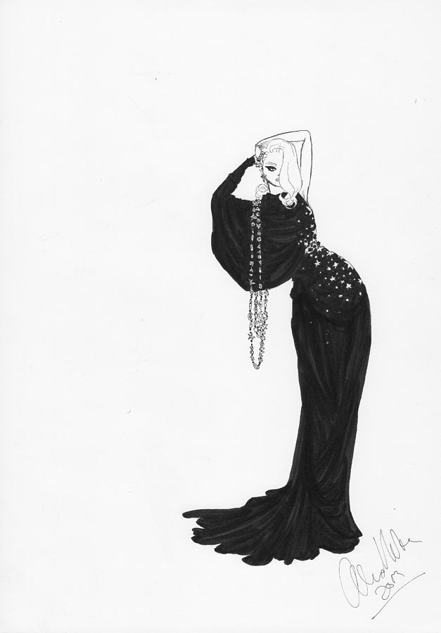 627x900 Fashion Illustration Black Evening Gown Drawing - Gown Drawing