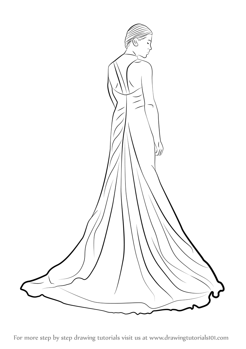 800x1131 Learn How To Draw A Bridal Gown - Gown Drawing