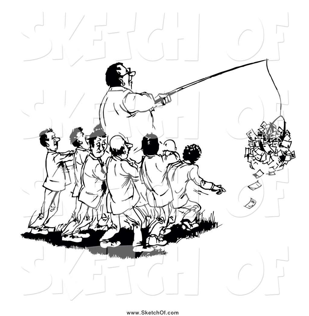 1024x1044 Drawing Of A Black And White Men Helping Their Boss Grab Money - Grab Drawing