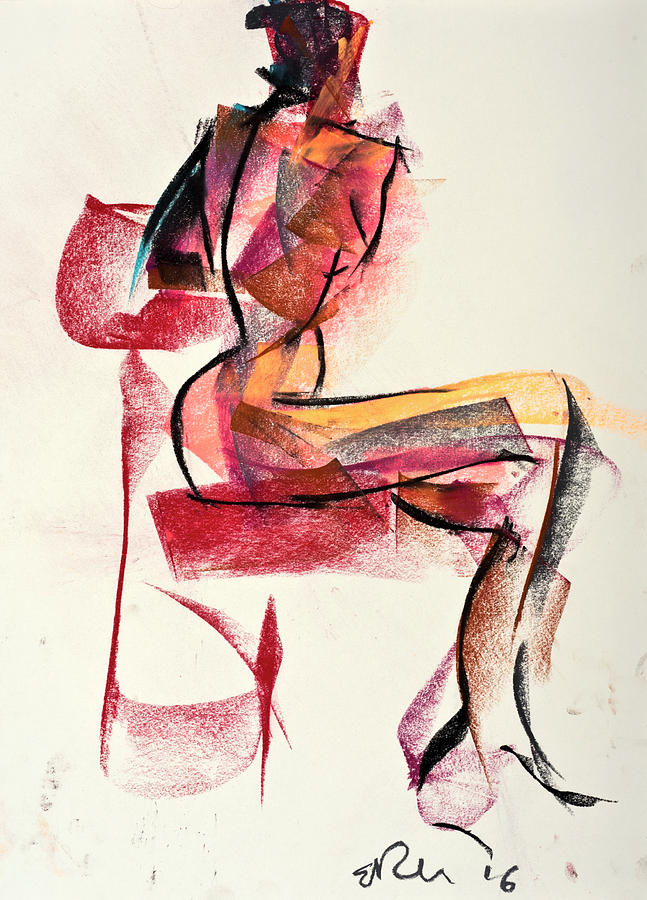 647x900 seated figure in ribbons drawing - Grab Drawing