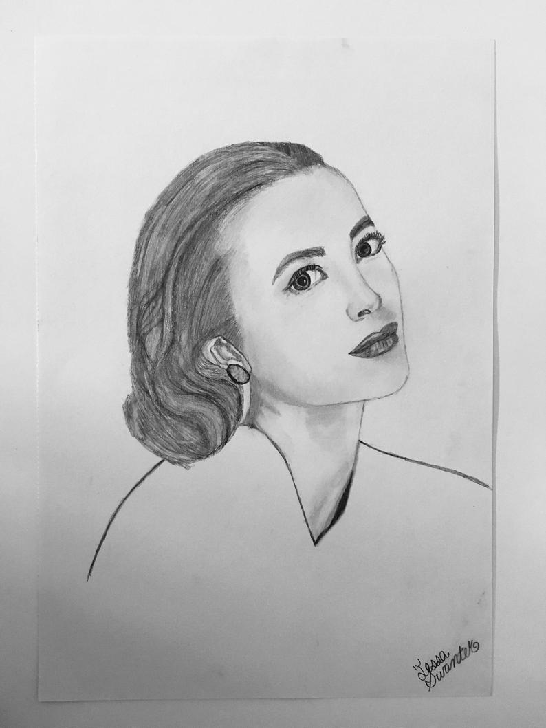 794x1059 Grace Kelly Drawing Etsy - Grace Kelly Drawing