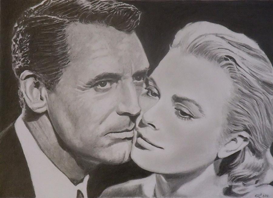 900x654 Cary Grant And Grace Kelly Drawing - Grace Kelly Drawing