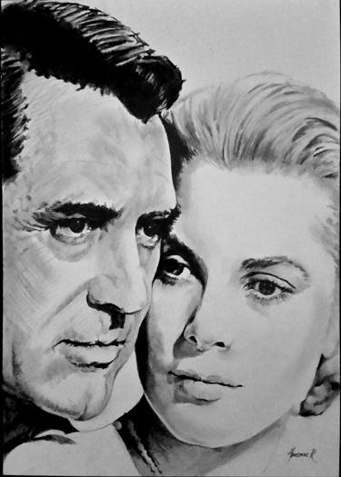 375x525 Drawing Of Grace Kelly Cary Grant Drawing - Grace Kelly Drawing