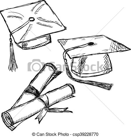 449x470 graduation cap doodle graduation school hat and diploma sketches - Grad Cap Drawing