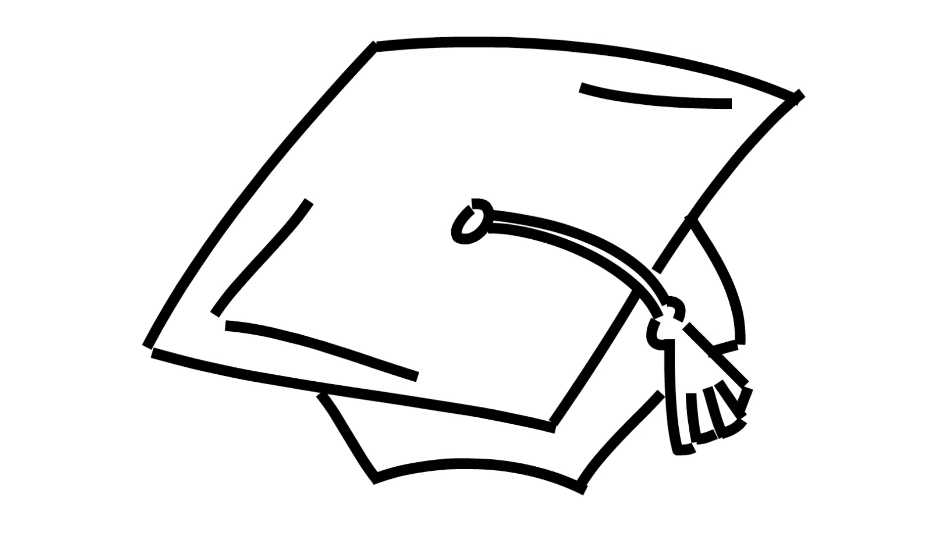1920x1080 Graduation Hat Line Drawing Illustration Animation - Grad Cap Drawing