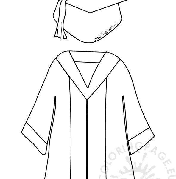 591x600 How To Draw A Graduation Cap And Gown Preschool Coloring - Grad Cap Drawing