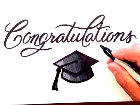 480x360 How To Draw Congratulations With Graduation Cap - Grad Cap Drawing