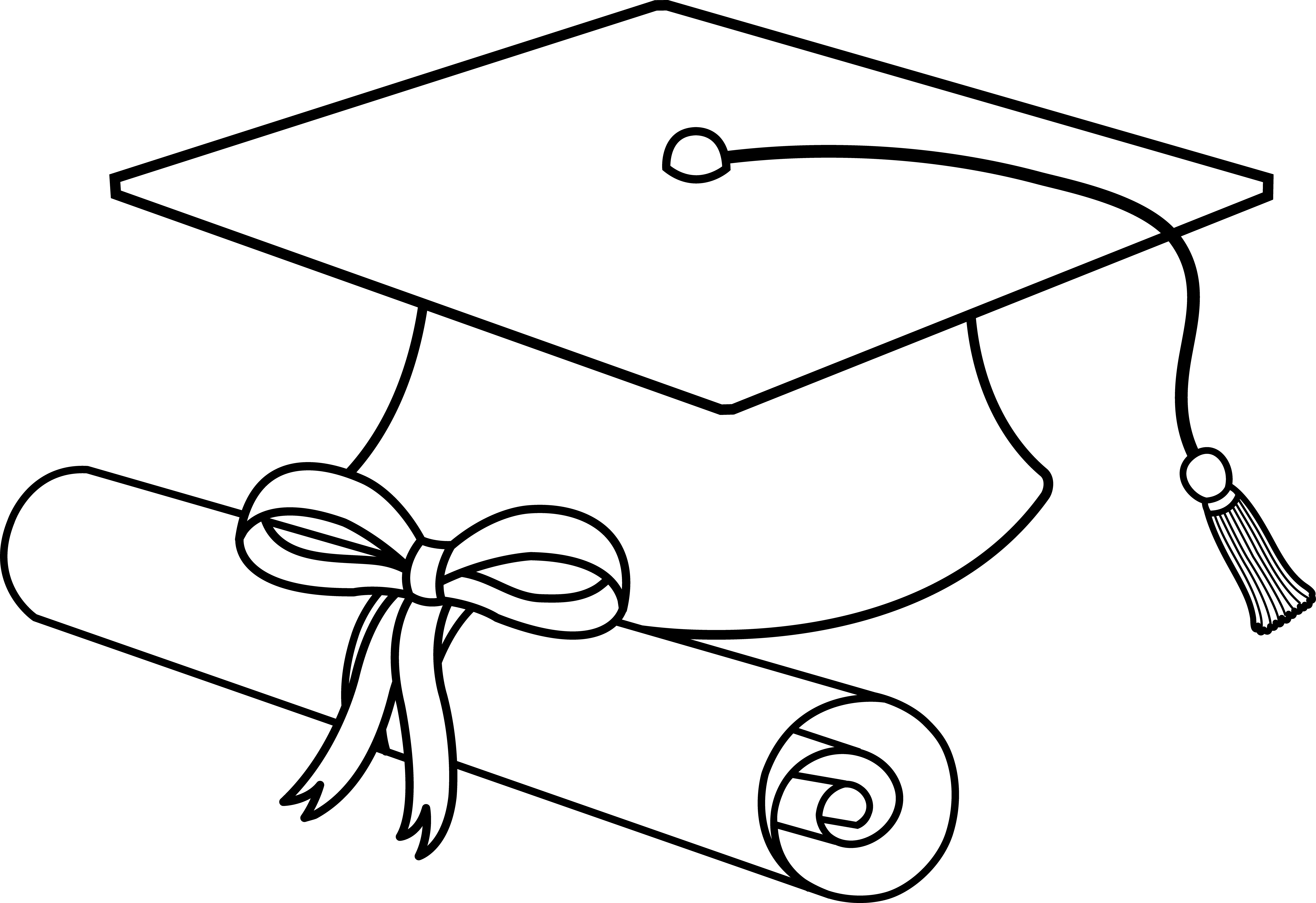 7334x5034 flying graduation caps clip art graduation cap line art - Grad Cap Drawing