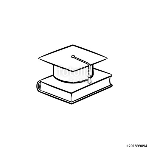 500x500 graduation cap on book hand drawn outline doodle icon university - Graduation Cap Drawing