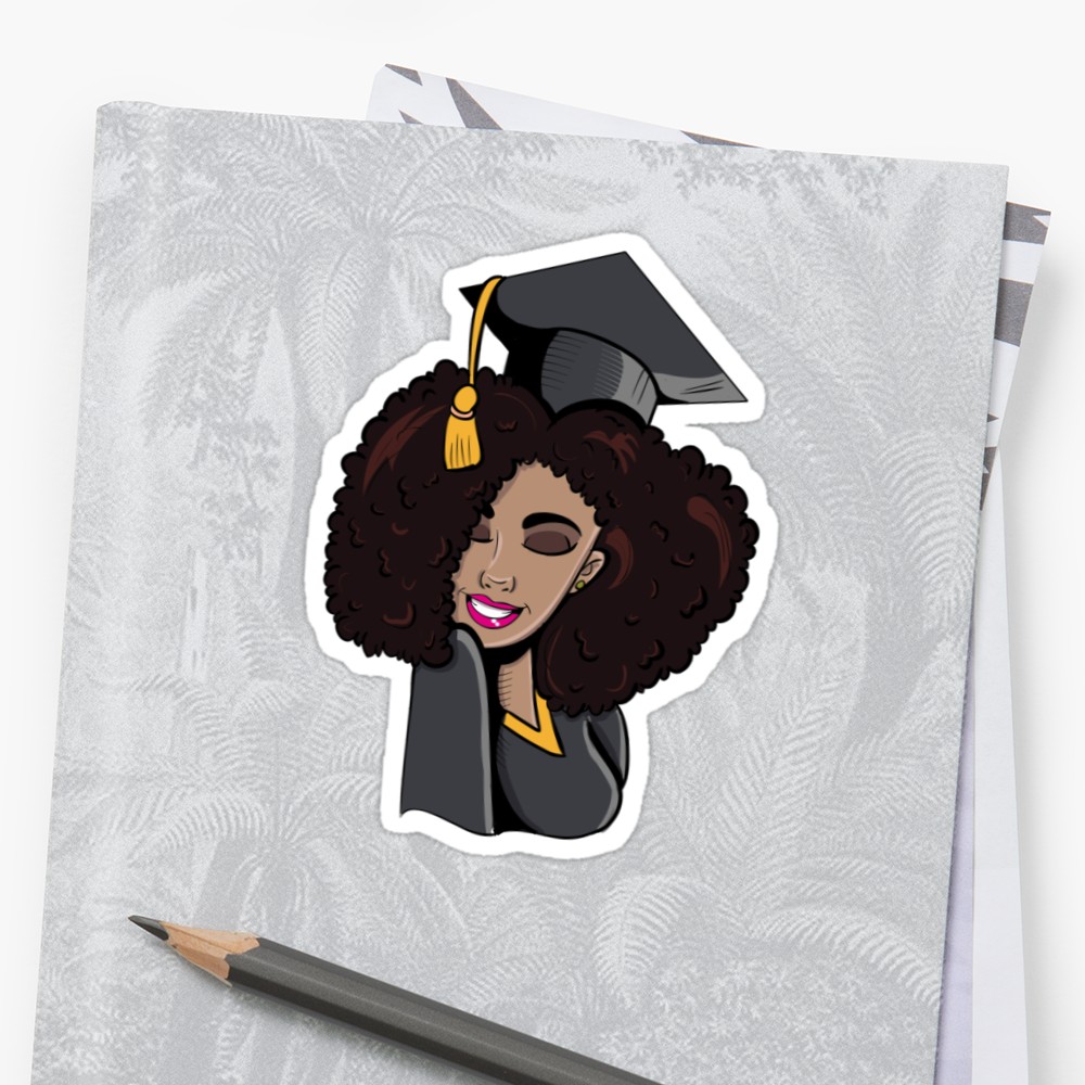 1000x1000 black proud educated woman graduation sticker - Graduation Drawing