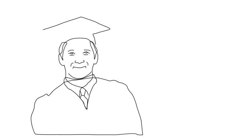 852x480 Sketch Drawing Doodle Male Student In Graduation - Graduation Gown Drawing