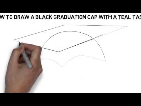 480x360 how to draw a black graduation cap with a teal tassel - Graduation Hat Drawing