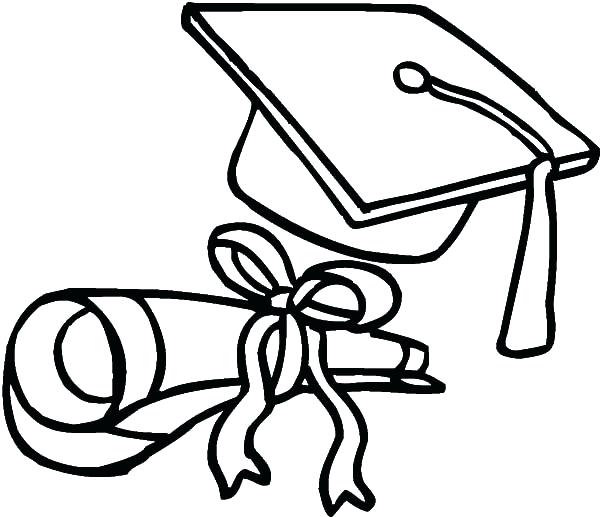 600x517 Cap Coloring - Graduation Hat Drawing