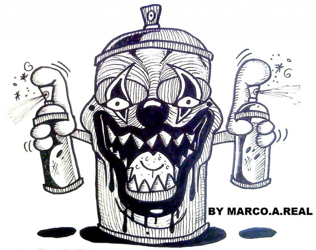 1024x810 Graffiti Characters Spray Can - Graffiti Can Drawing