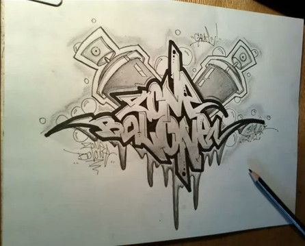 446x359 How To Draw Graffiti Sketch Letters 'zone Balone' - Graffiti Drawing