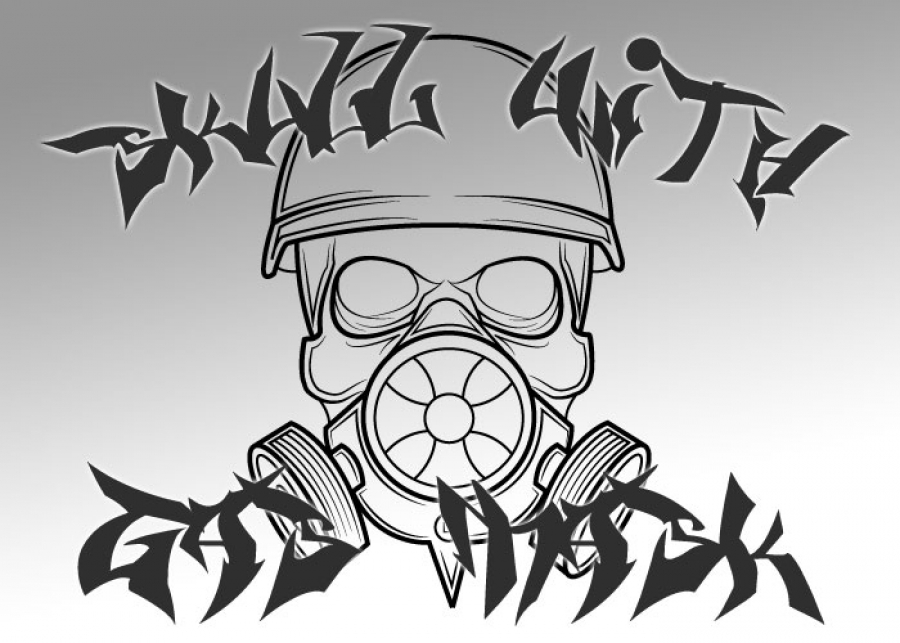 900x643 Chris Vile Fonts - Graffiti Gas Mask Drawing