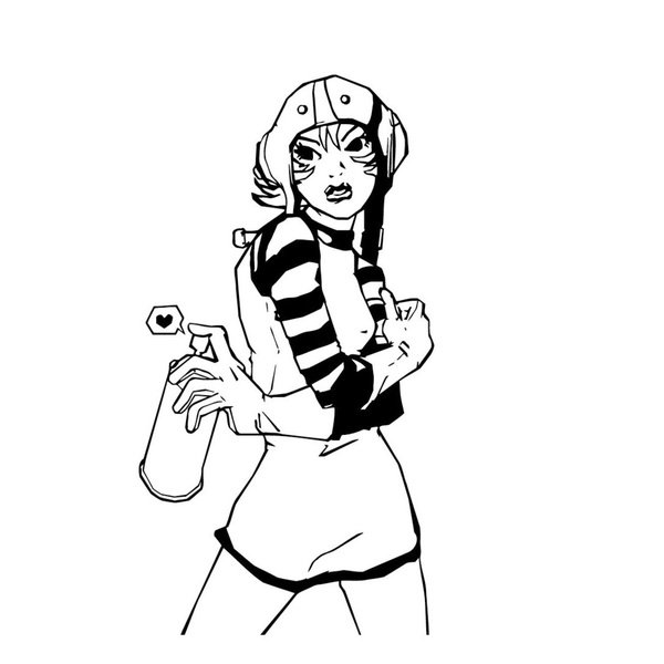 600x600 Shop Graffiti Girl Vinyl Wall Art - Graffiti Girl Drawing