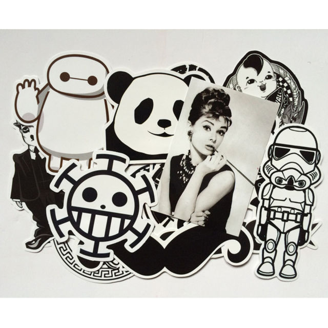 640x640 mix lot pcs black white stickers skateboard graffiti laptop - Graffiti Skateboard Drawing