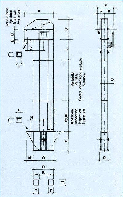 400x640 grain bucket elevator technical drawing - Grain Elevator Drawing