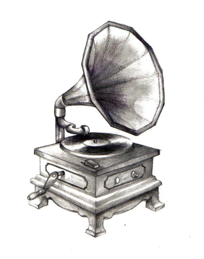 794x1007 Gramophone - Gramophone Drawing