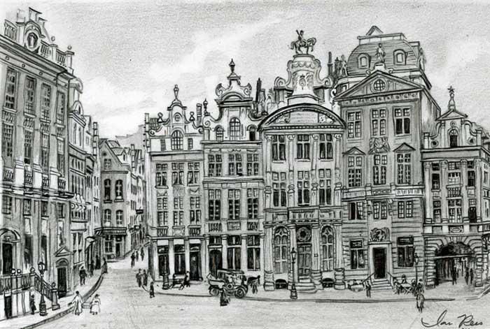700x471 grand place facade brussels drawing - Grand Drawing