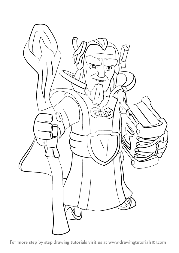 596x843 Learn How To Draw Grand Warden From Clash Of The Clans - Grand Drawing