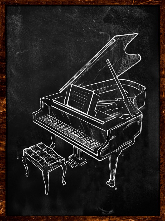 626x836 grand piano drawing on blackboard music photo free download - Grand Piano Drawing