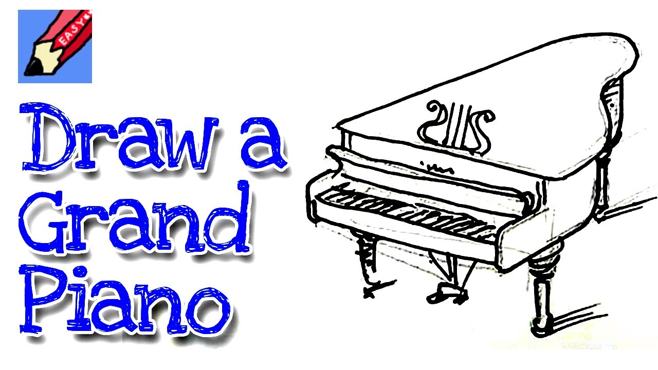 1280x720 learn how to draw a grand piano real easy for kids and beginners - Grand Piano Drawing