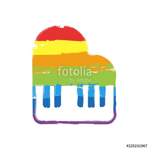 500x500 Grand Piano Icon Drawing Sign With Lgbt Style, Seven Colors - Grand Piano Drawing Top View