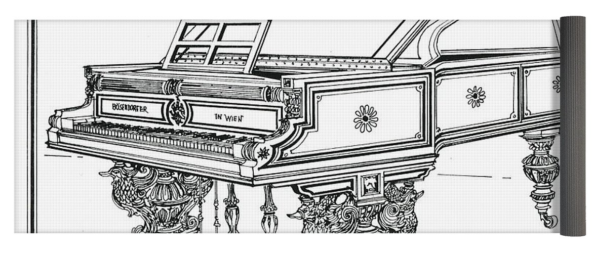 1171x500 Bosendorfer Centennial Grand Piano Yoga Mat For Sale - Grand Piano Drawing Top View