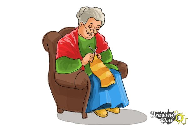 600x400 how to draw a grandmother - Grandma Drawing