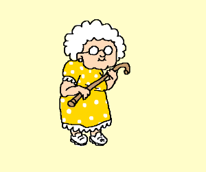 300x250 old grandma with a cane drawing - Grandma Drawing