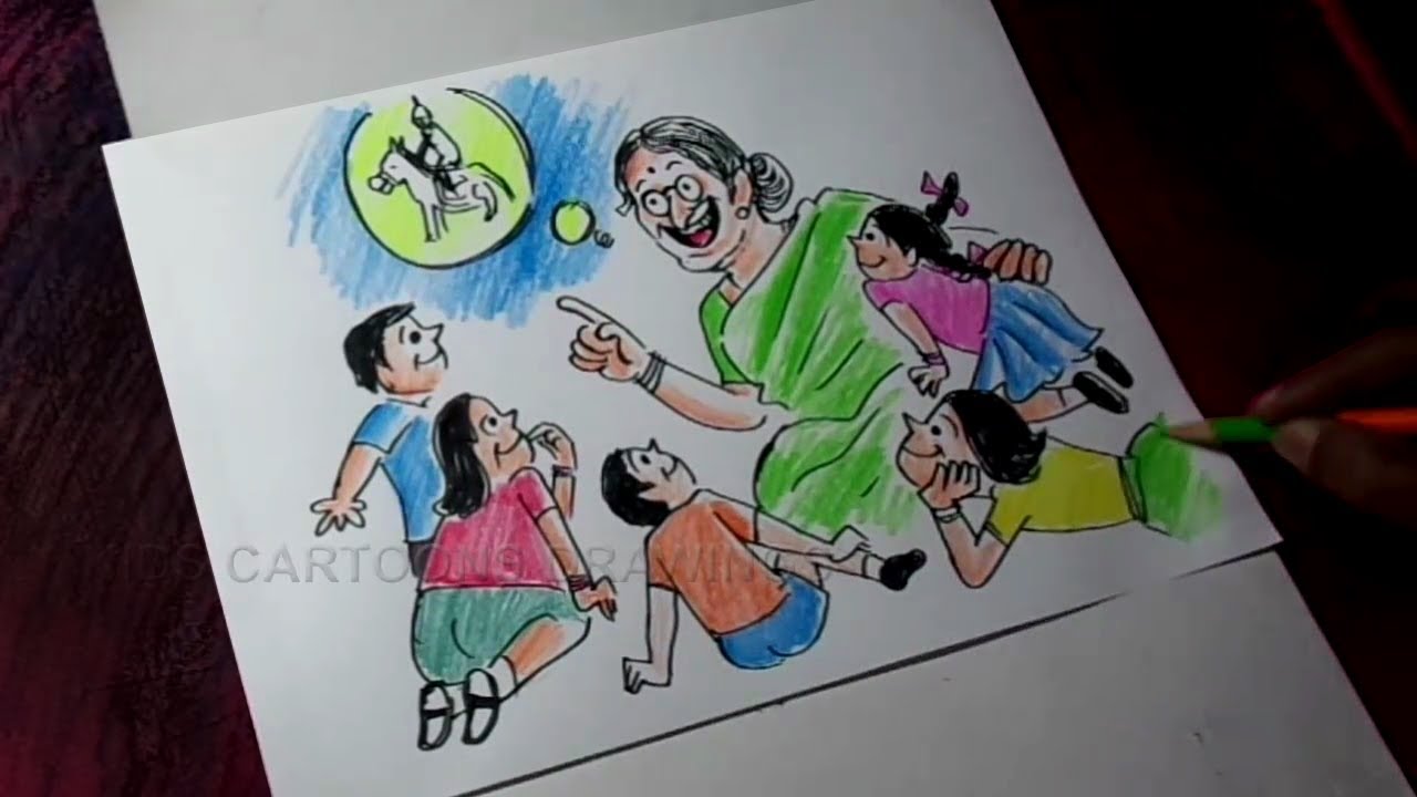 1280x720 how to draw grandma telling stories to kids - Grandmother Drawing