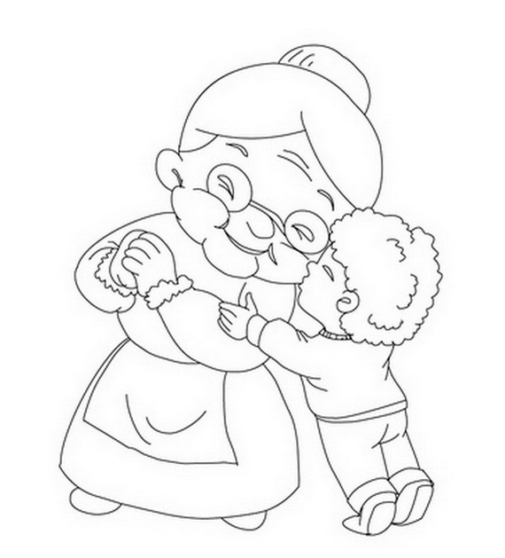 570x629 grandparents day coloring pages activities for kids - Grandparents Day Drawing