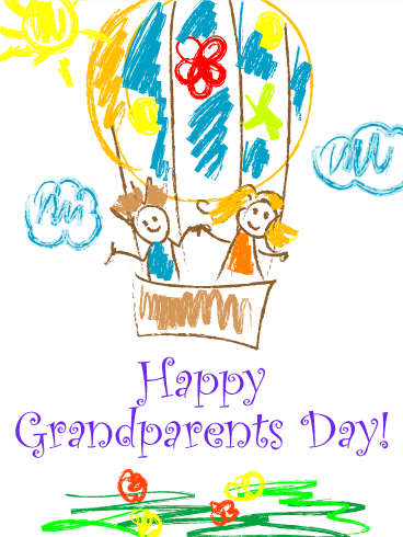 368x490 joyful drawing grandparents day card birthday greeting cards - Grandparents Day Drawing