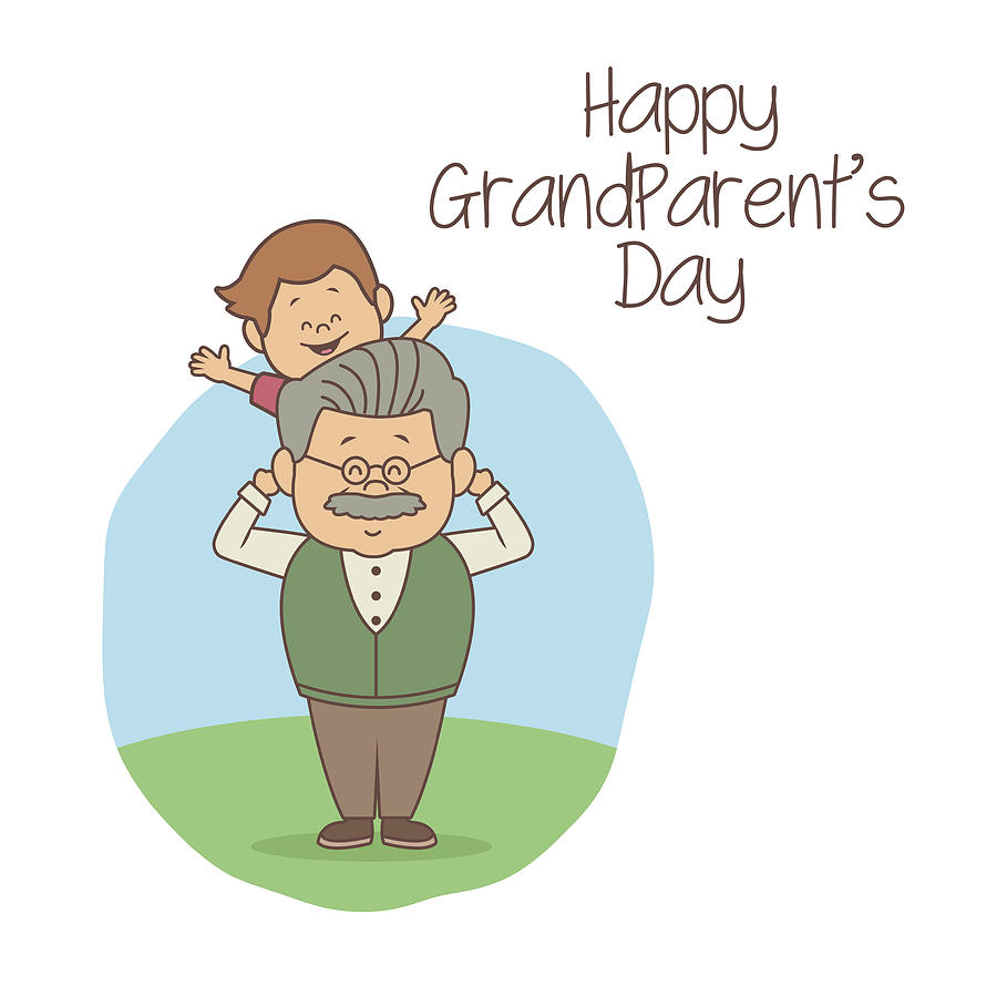 900x900 white background with scene grandpa carrying a boy happy - Grandparents Day Drawing
