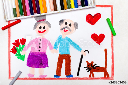 500x334 colorful drawing grandparents day card - Grandparents Day Drawing