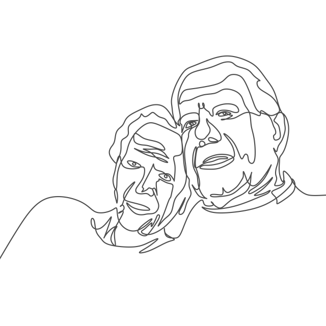 640x640 Grandparents One Line Art Vector Illustration Minimalist - Grandparents Drawing