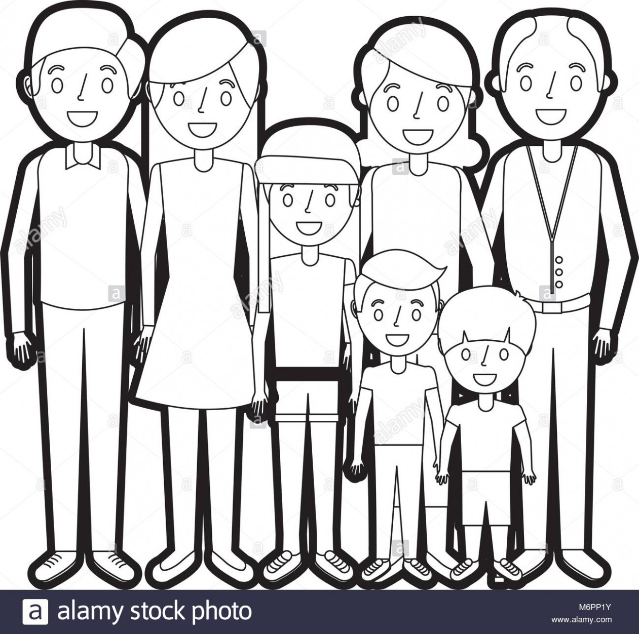 1261x1252 Kids Drawing Family Grandfather Grandmother Do Stock Vector - Grandparents Drawing