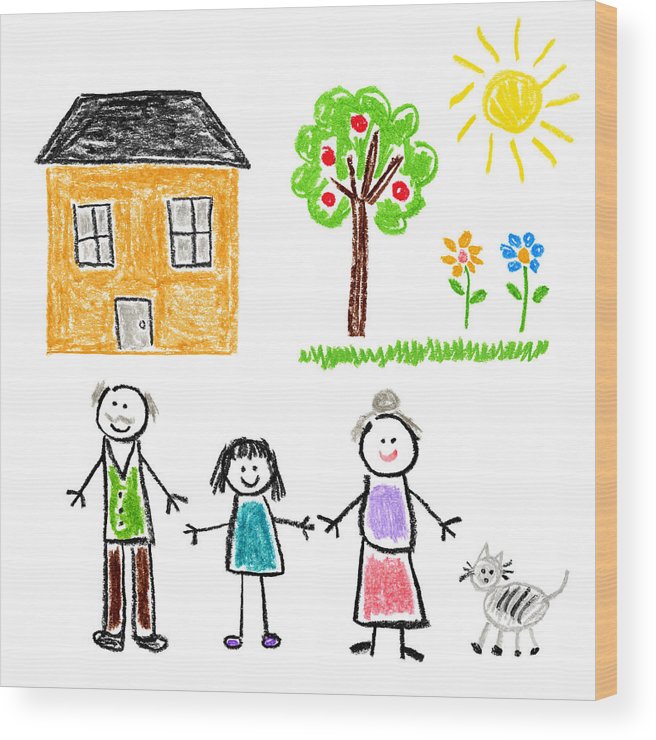 656x740 Children's Style Drawing - Grandparents Drawing