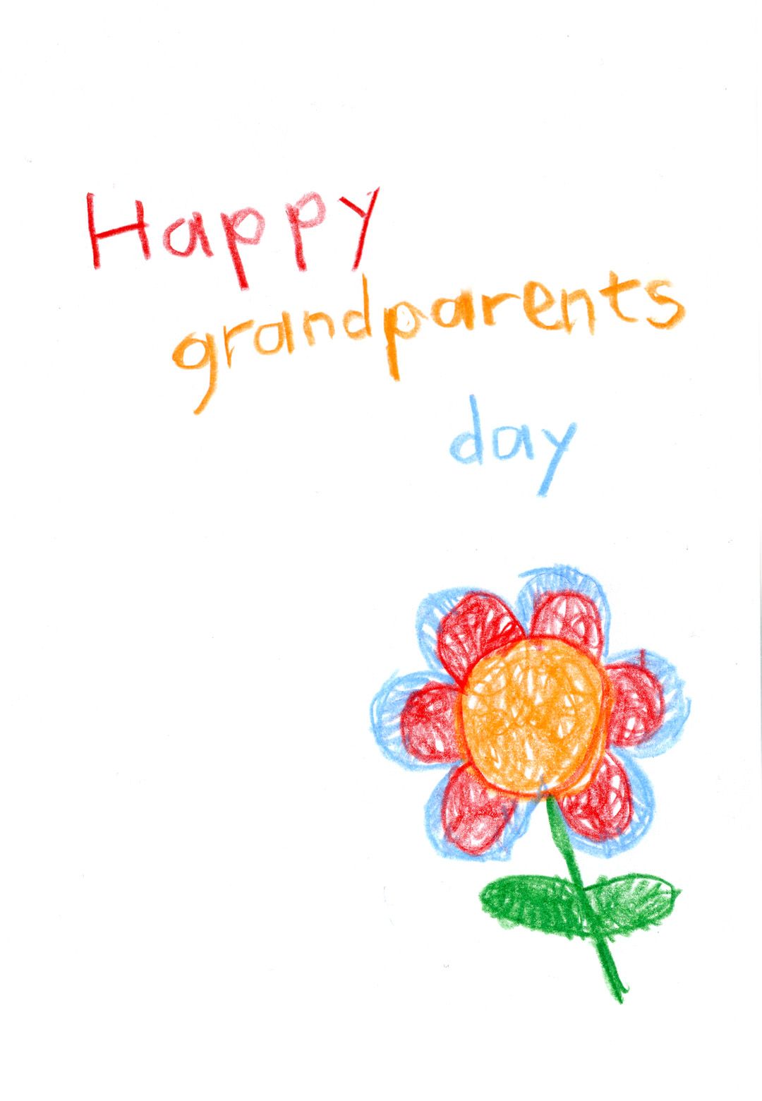 1080x1560 Free Printable Flower Child Drawing Greeting Card Grandparents - Grandparents Drawing