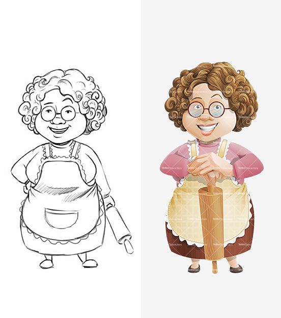 552x624 Granny Cartoon Character Pencil Drafts Cartoon, Cartoon - Granny Drawing